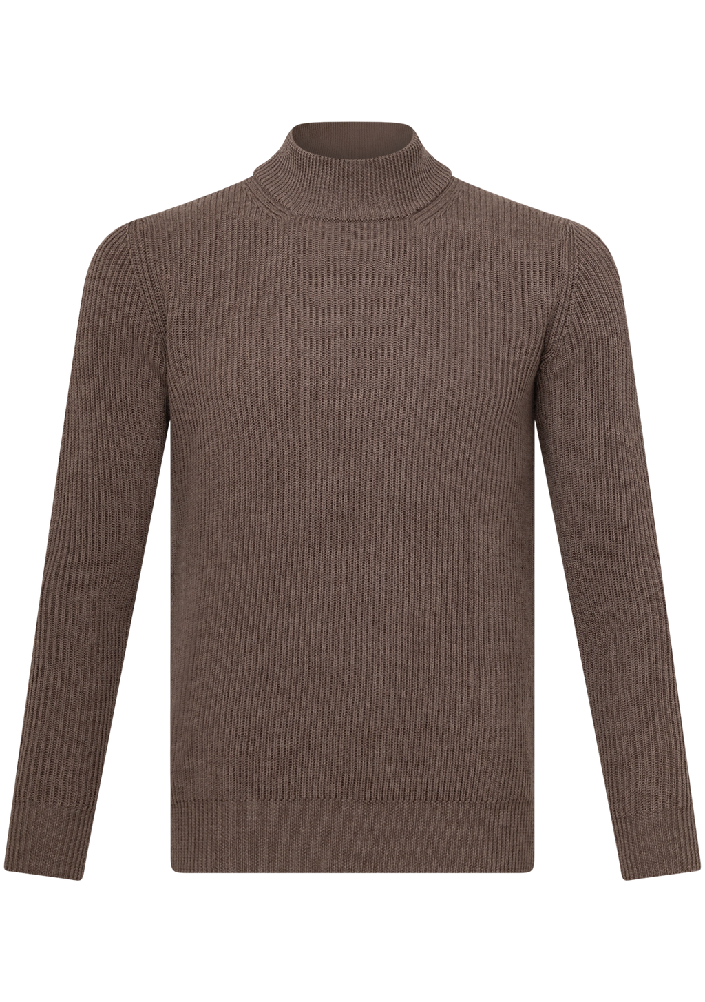 Mockneck trui van merino wol | TAUPE