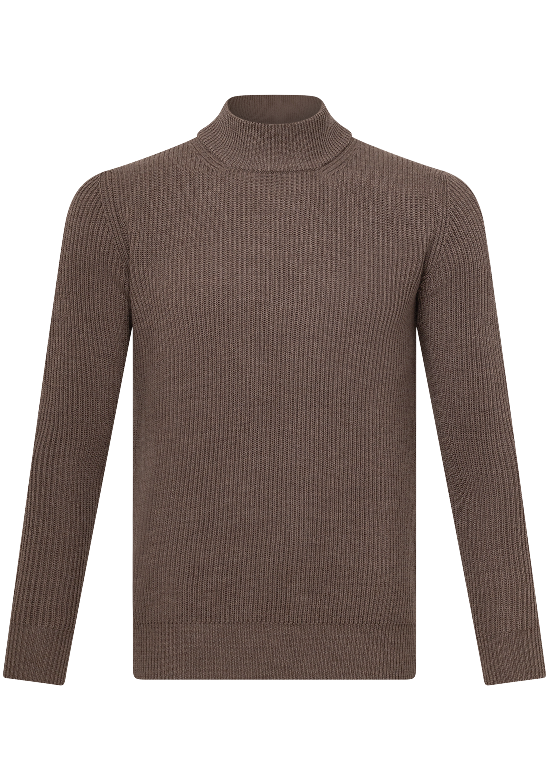 Mockneck trui van merino wol | TAUPE