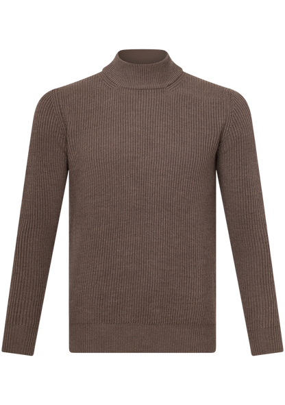 Mockneck trui van merino wol | TAUPE