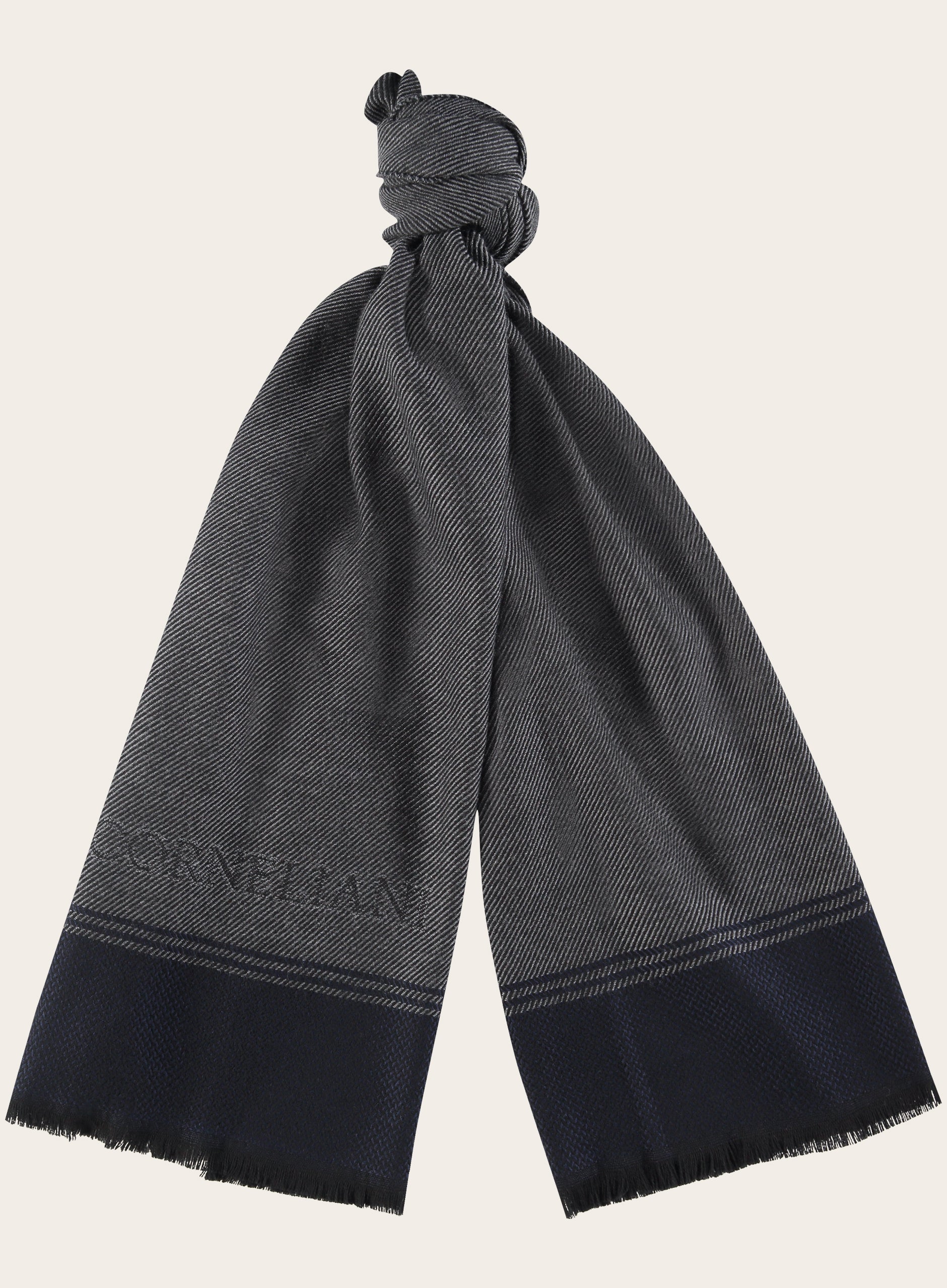 Jacquard sjaal van wol | BLUE NAVY