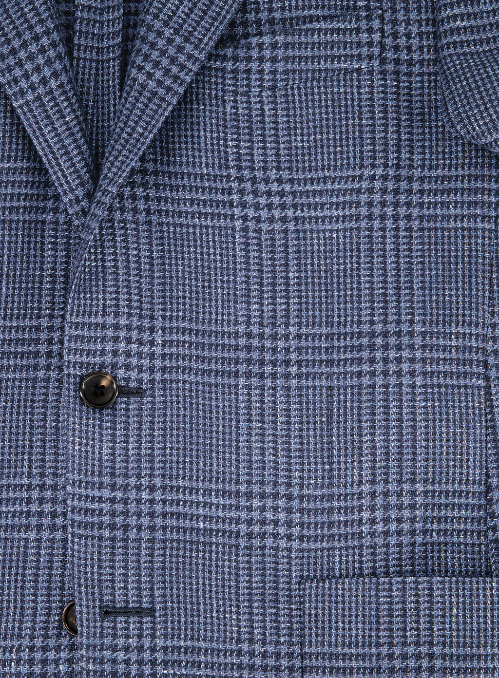 Glencheck jasje van wol en linnen | FULL_WIDTH | Blauw