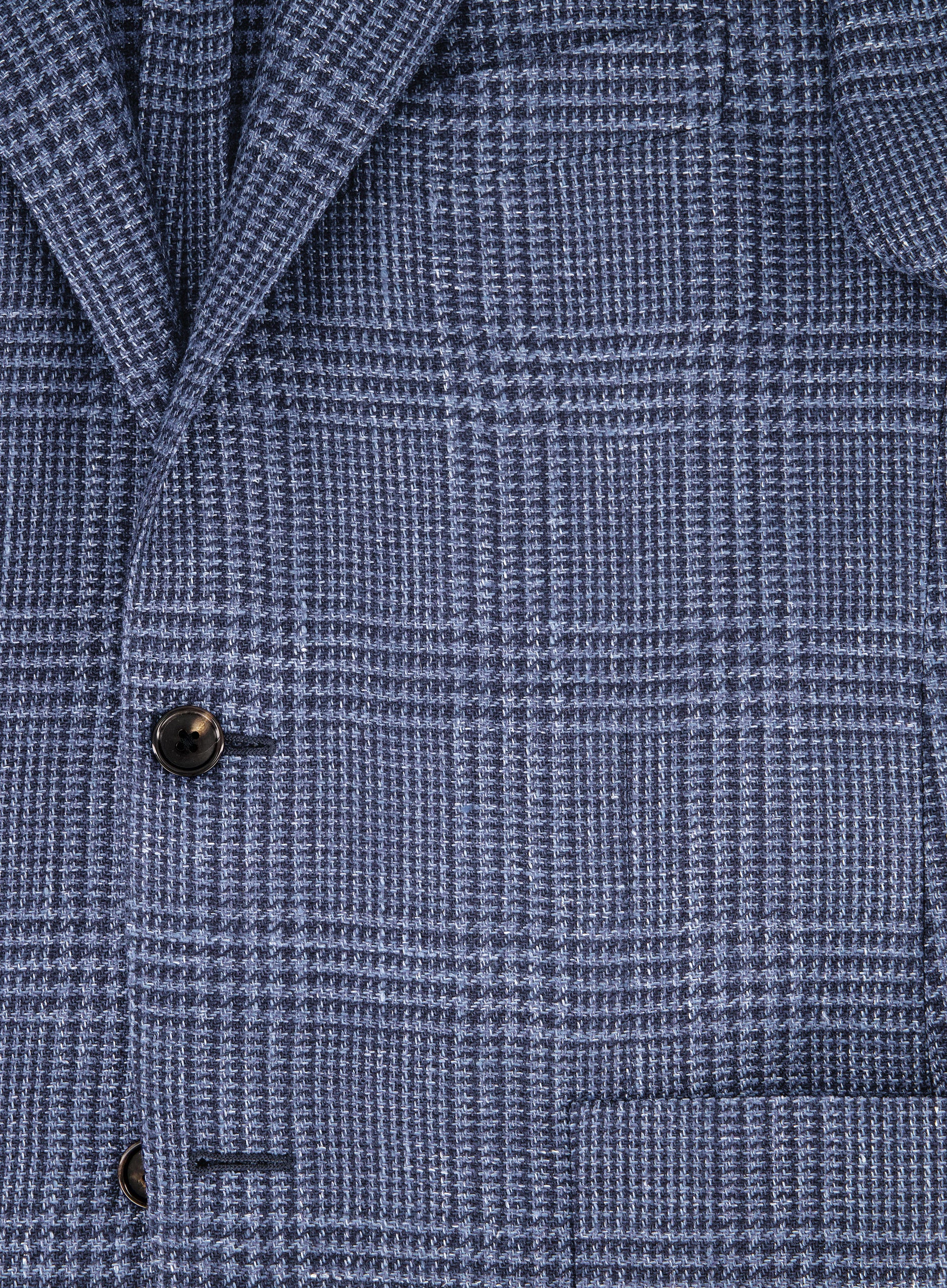 Glencheck jasje van wol en linnen | FULL_WIDTH | Blauw