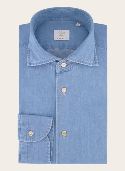 Denim shirt van katoen | JEANS BLAUW