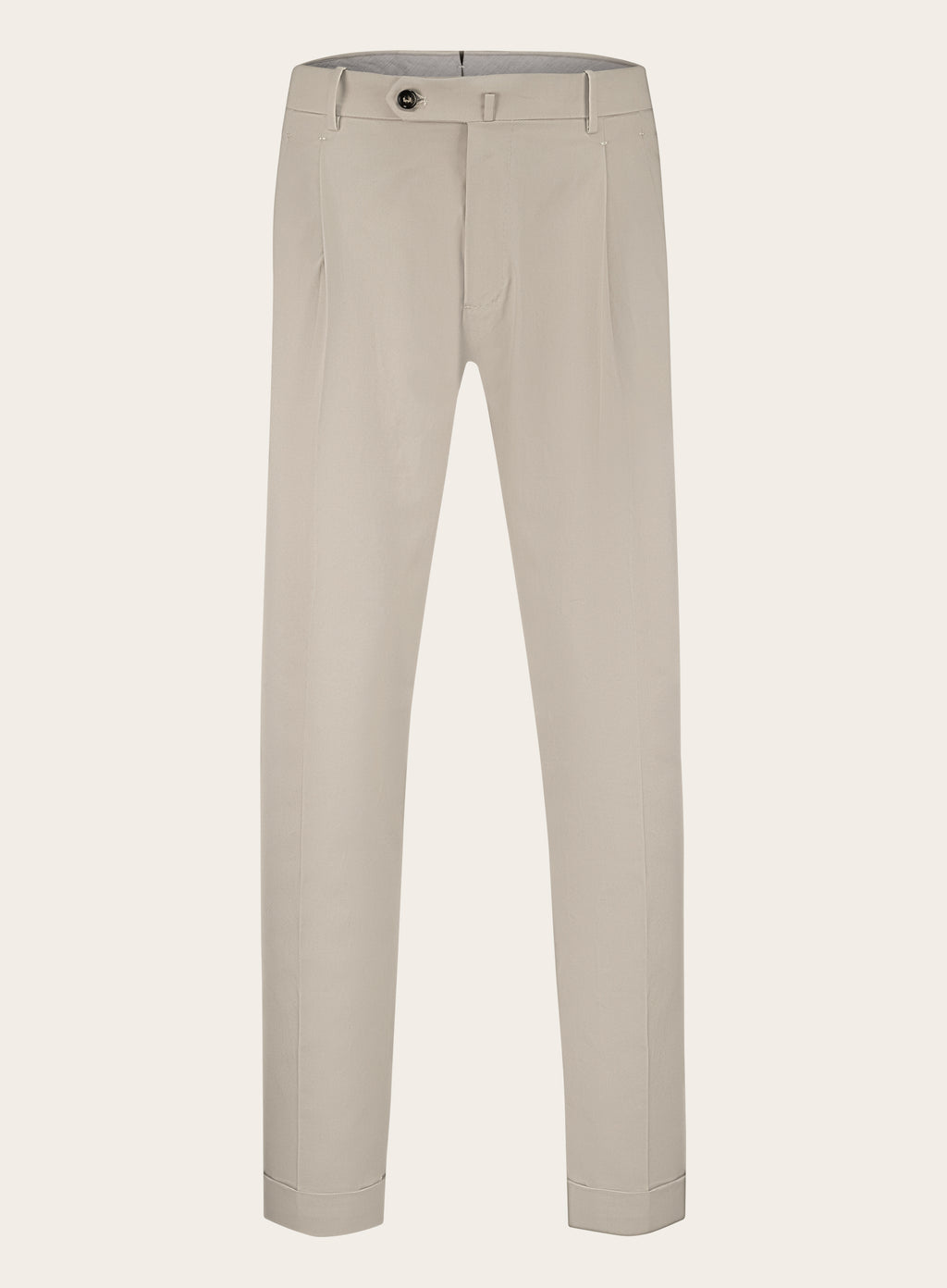 Bandplooi pantalon van katoen | GRIJS-BEIGE