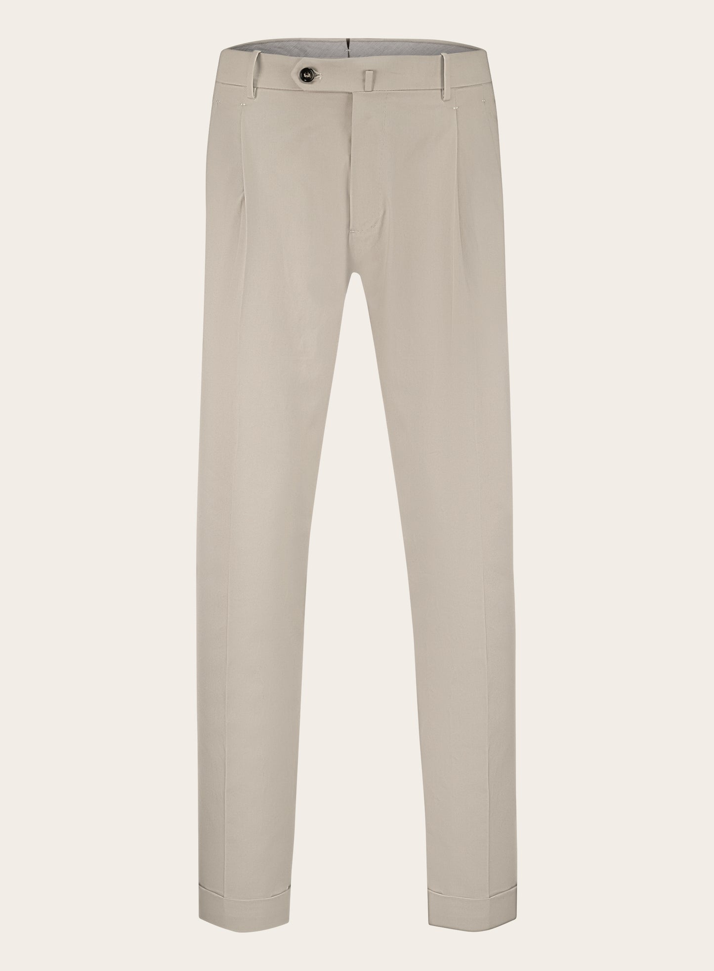 Bandplooi pantalon van katoen | GRIJS-BEIGE