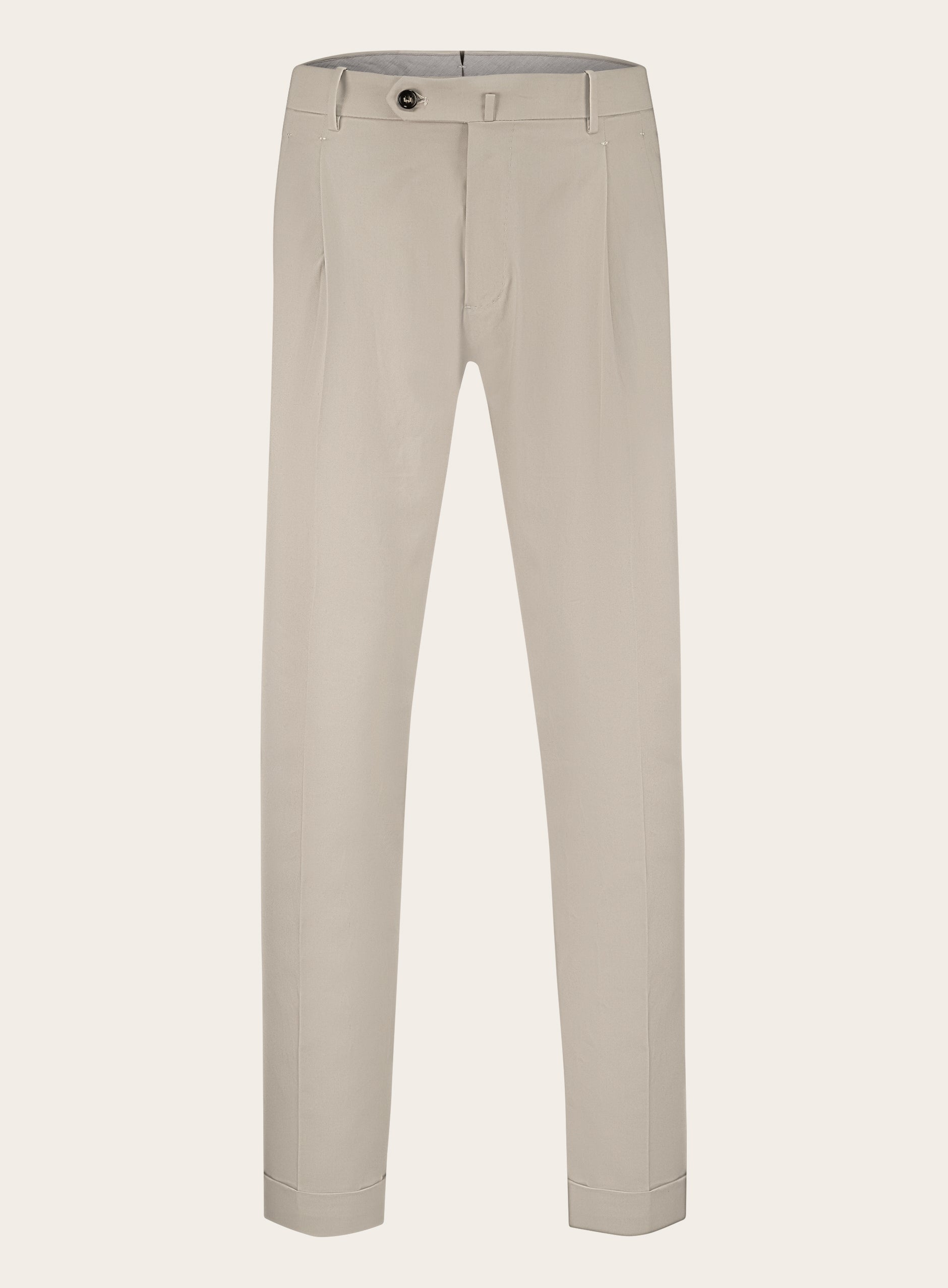 Bandplooi pantalon van katoen | GRIJS-BEIGE