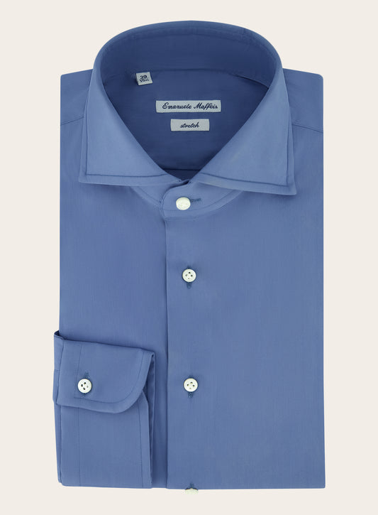 Stretch shirt van katoen | Blauw