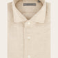 Slim-fit shirt van katoen en cashmere | Beige