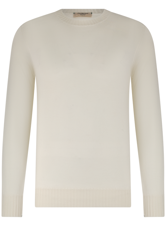 Crewneck met lange mouwen van cashmere | Wit