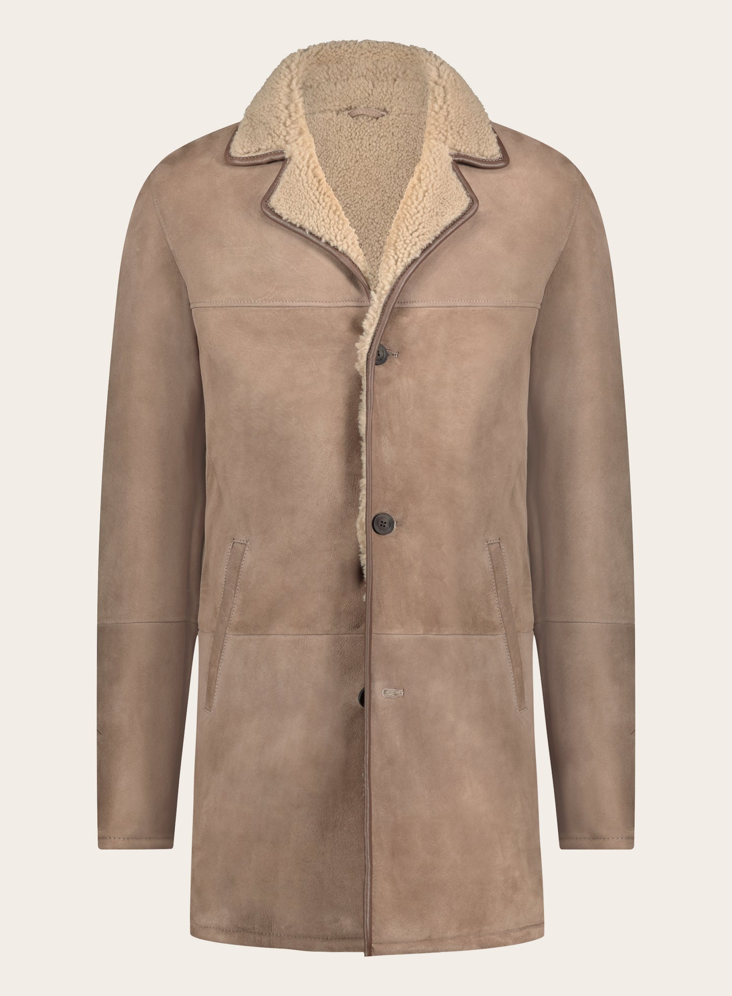 Regular-fit jas van leer en suede | BEIGE-BRUIN