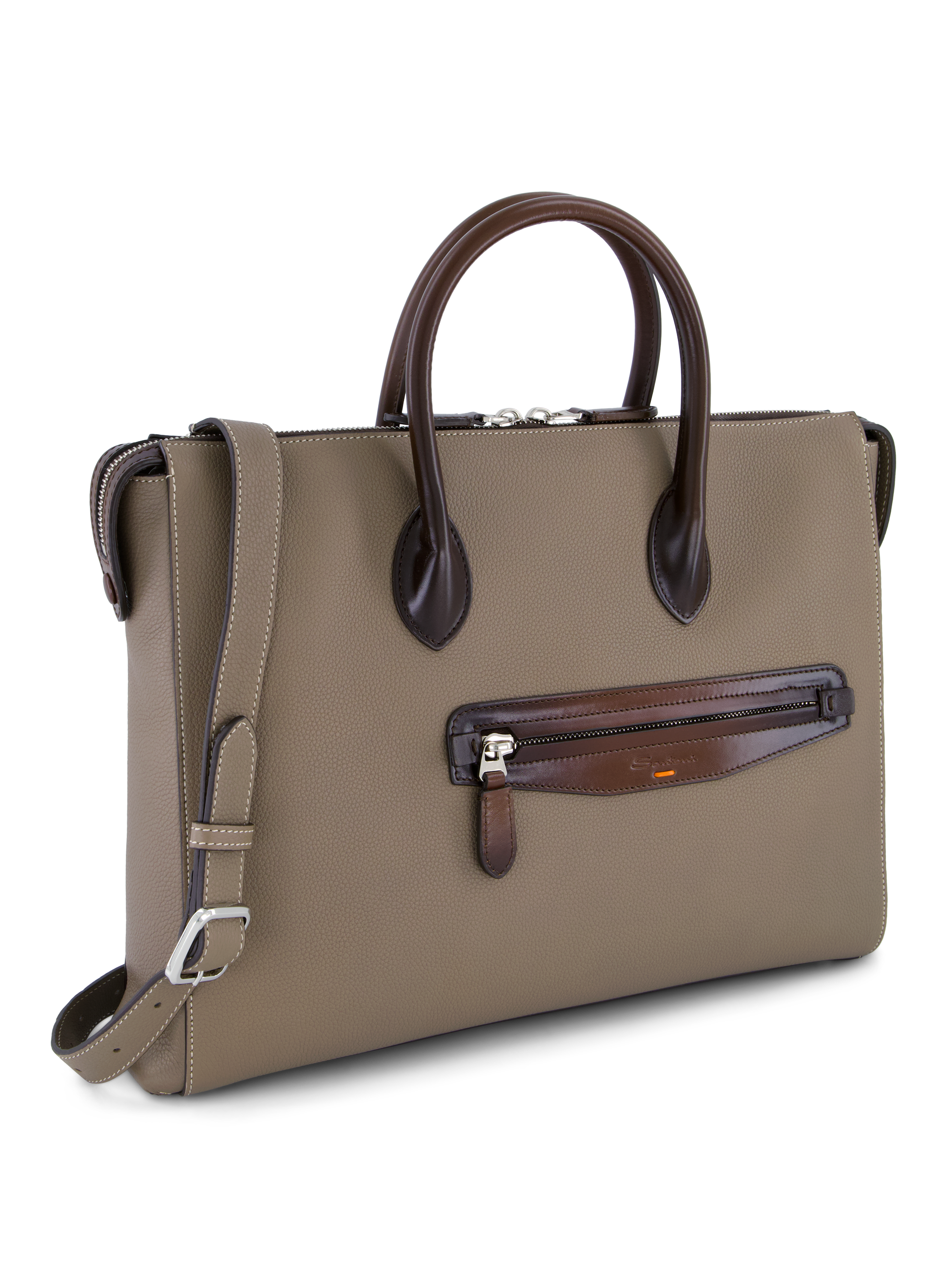 Laptop tas van leer | TAUPE