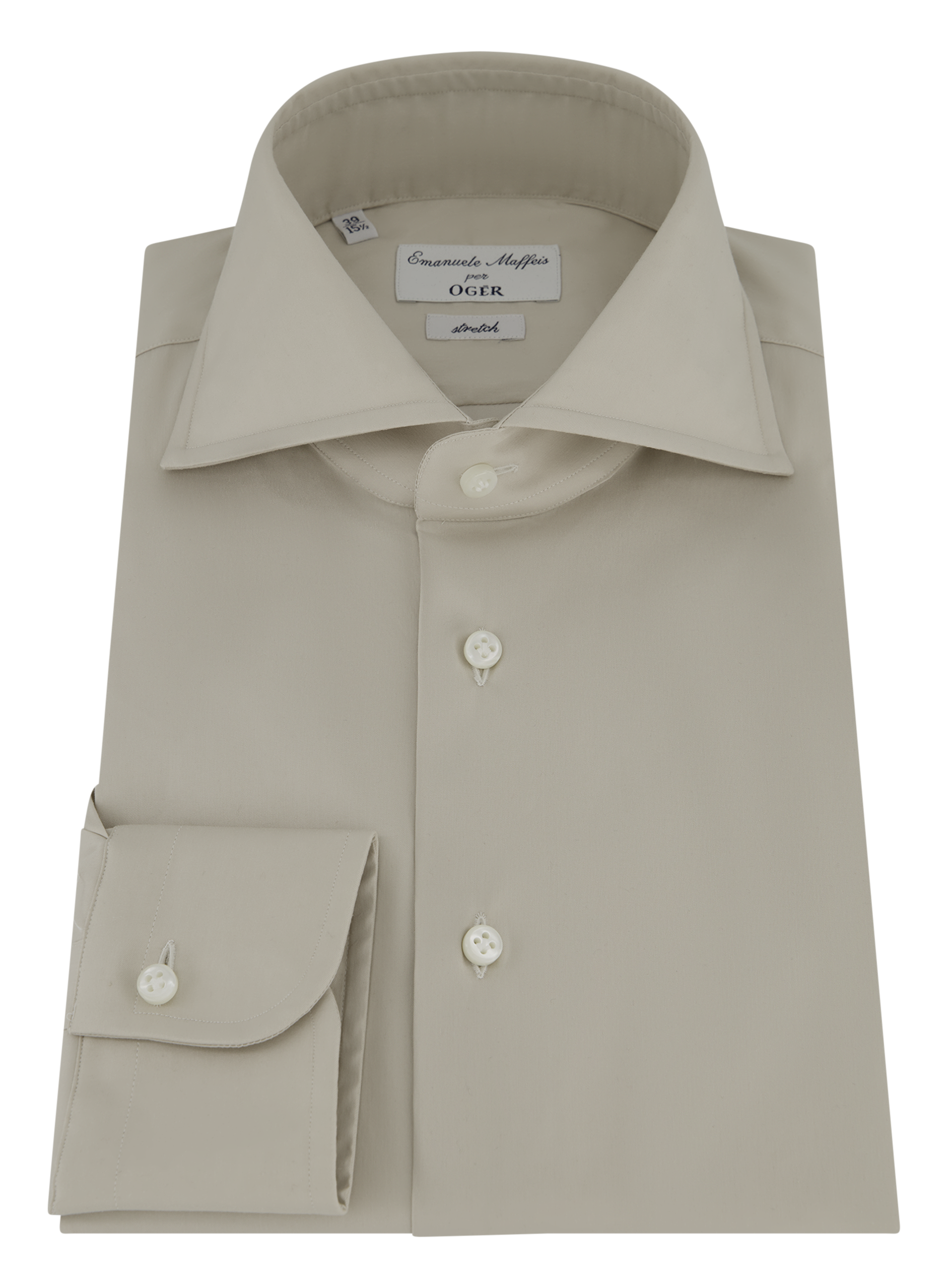 Stretch shirt van katoen | Beige