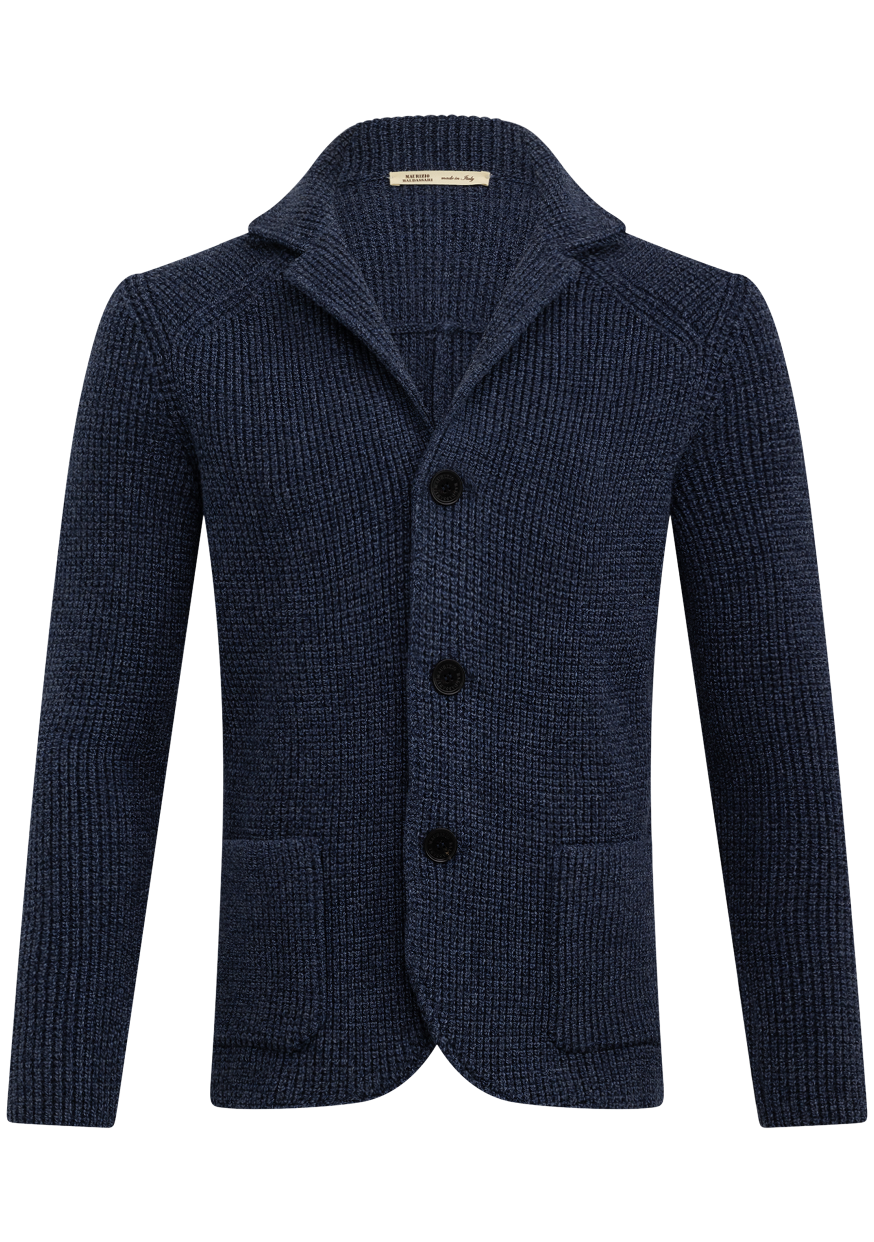 Knitted cardigan van scheerwol | BLAUW MELEE