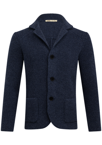 Knitted cardigan van scheerwol | BLAUW MELEE