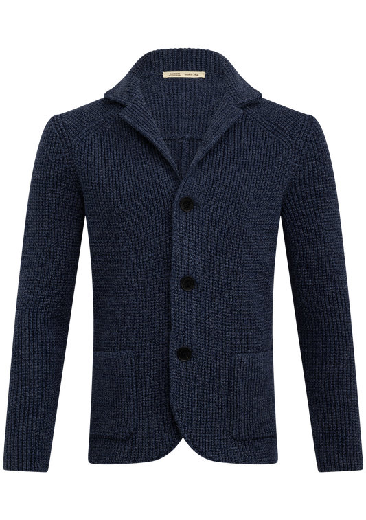 Knitted cardigan van scheerwol | BLAUW MELEE