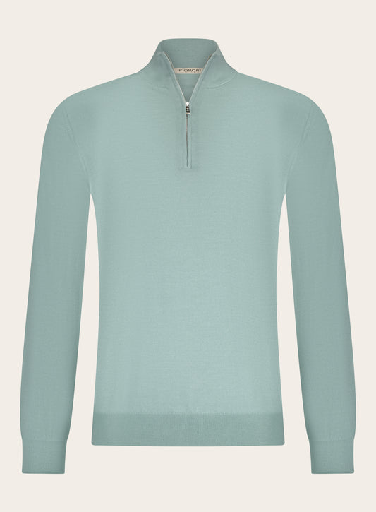 Half-zip ritsvest van cashmere en zijde | Groen