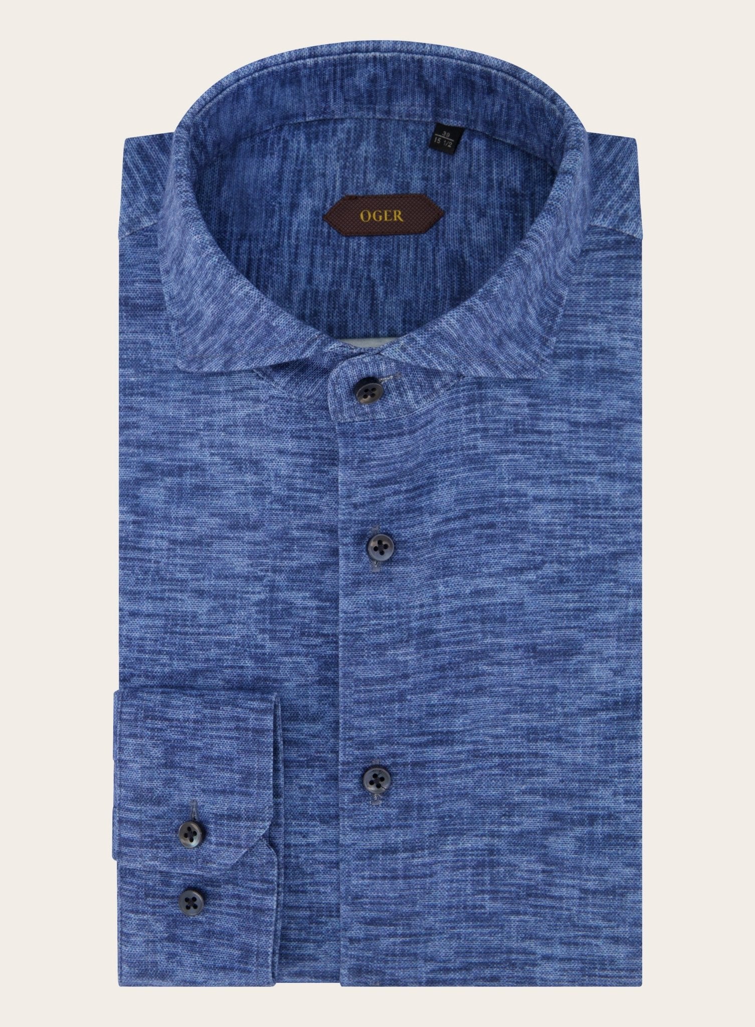 Gemêleerd shirt van katoen | BLUE NAVY