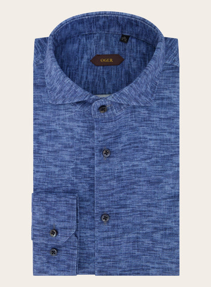 Gemêleerd shirt van katoen | BLUE NAVY