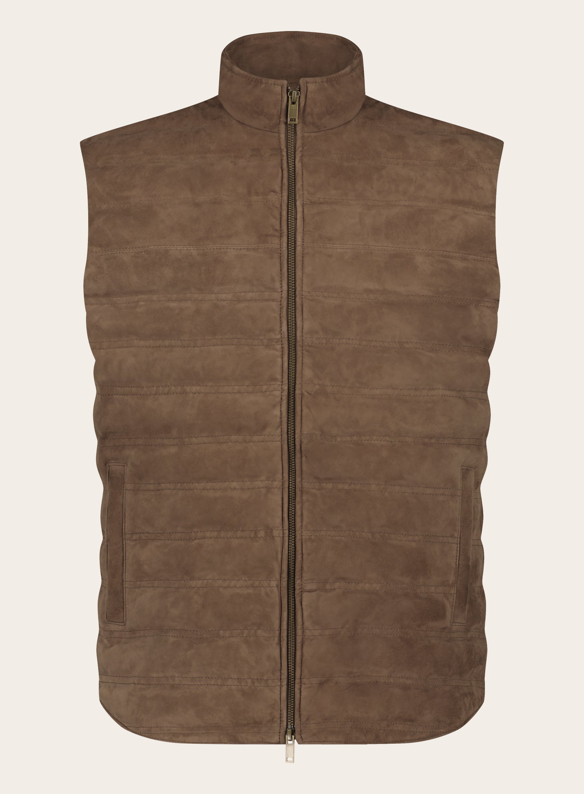Regular-fit gewatteerde bodywarmer van suède | Bruin