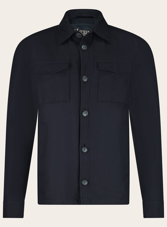 Overshirt van katoen, cashmere en zijde | BLUE NAVY