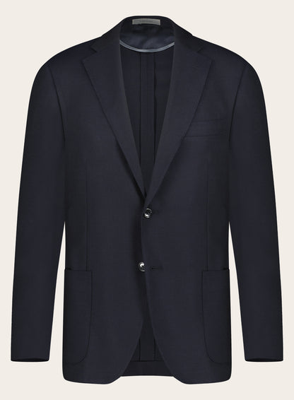 Slim-fit jasje van wol-hopsack | BLUE NAVY