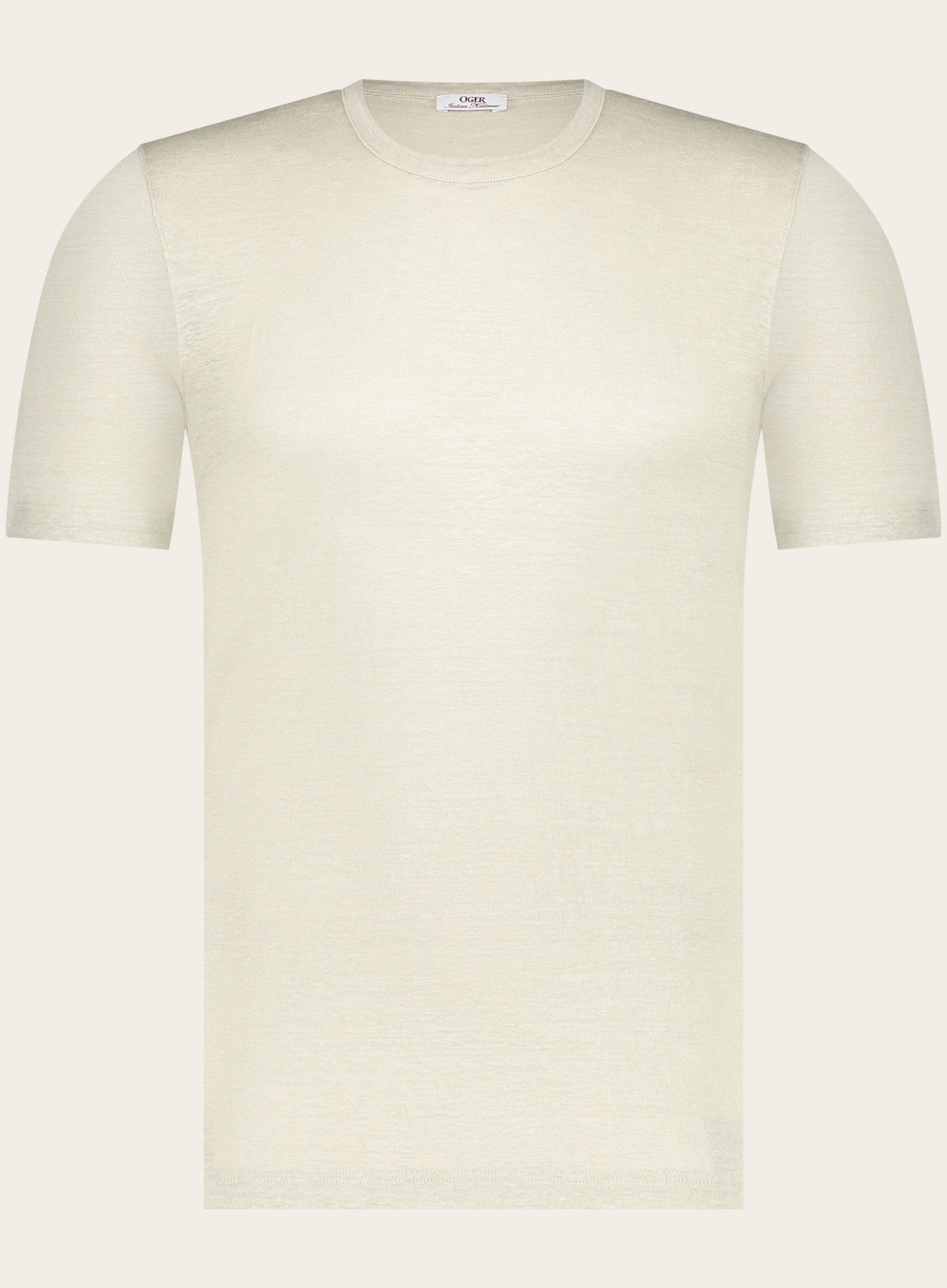 Slim-fit linnen T-shirt | Beige