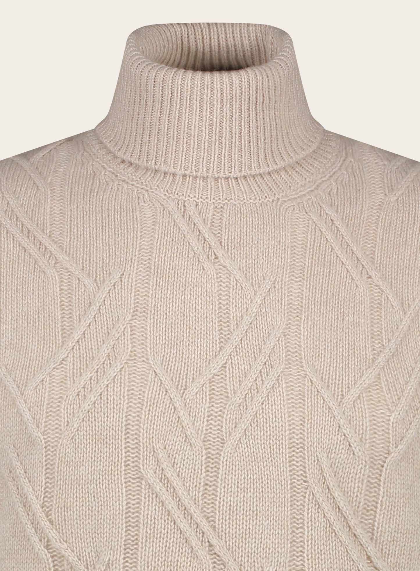 Slim-fit coltrui met kabelpatroon van cashmere | Beige