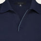 Buttonless polo van wol | Blauw 