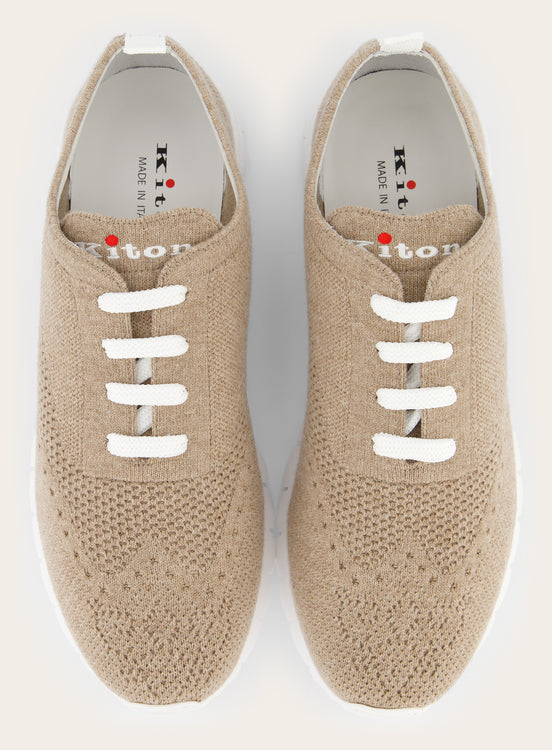 Knitted sneakers van cashmere | Beige