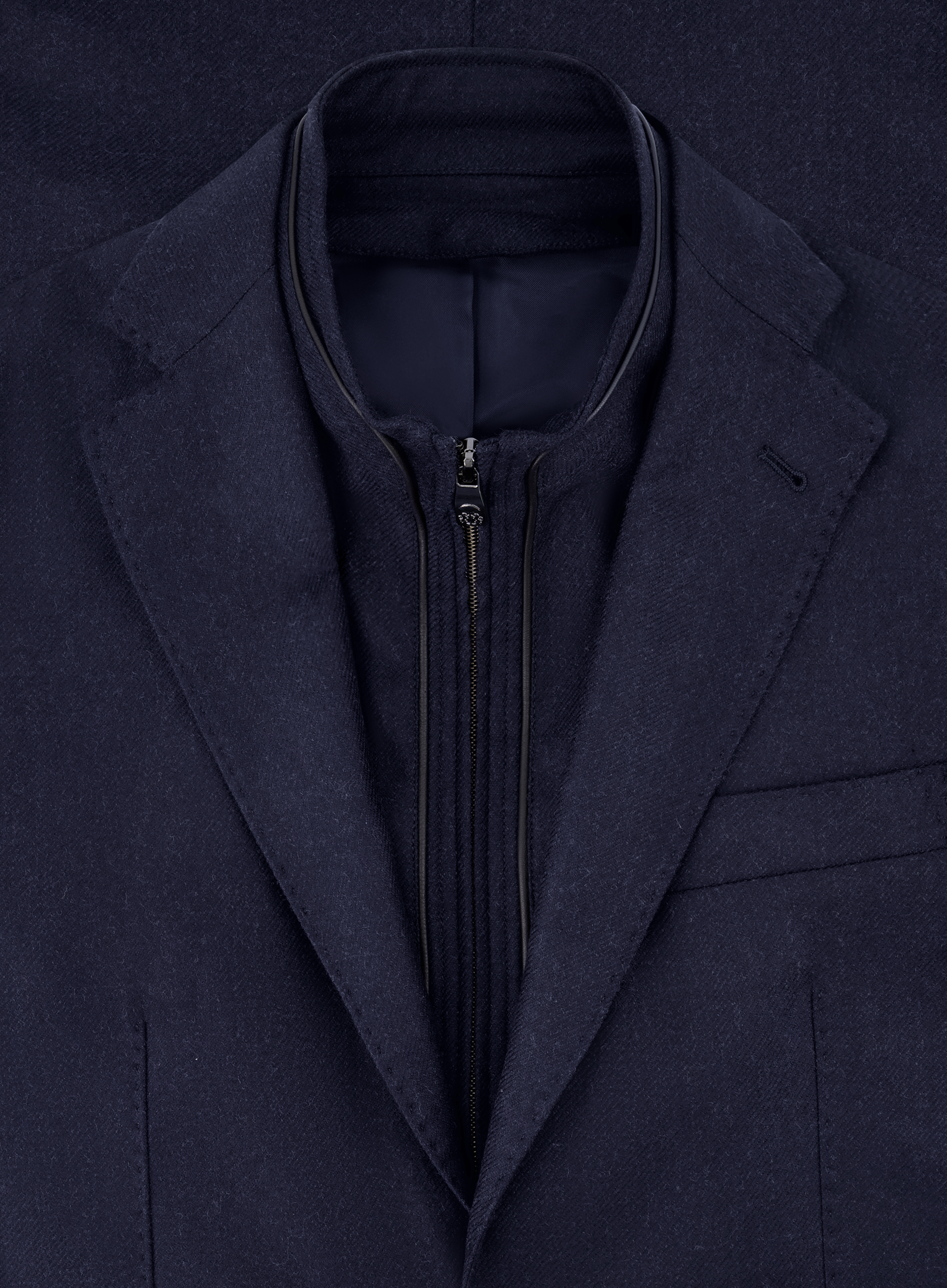 Jasje met uitneembare kraag van wol | FULL_WIDTH | BLUE NAVY
