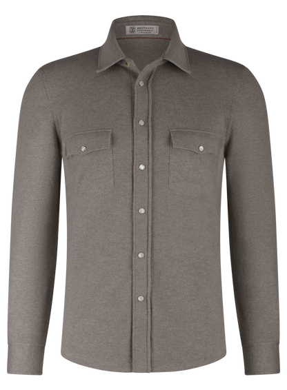Overshirt van wol, cashmere en zijde | TAUPE