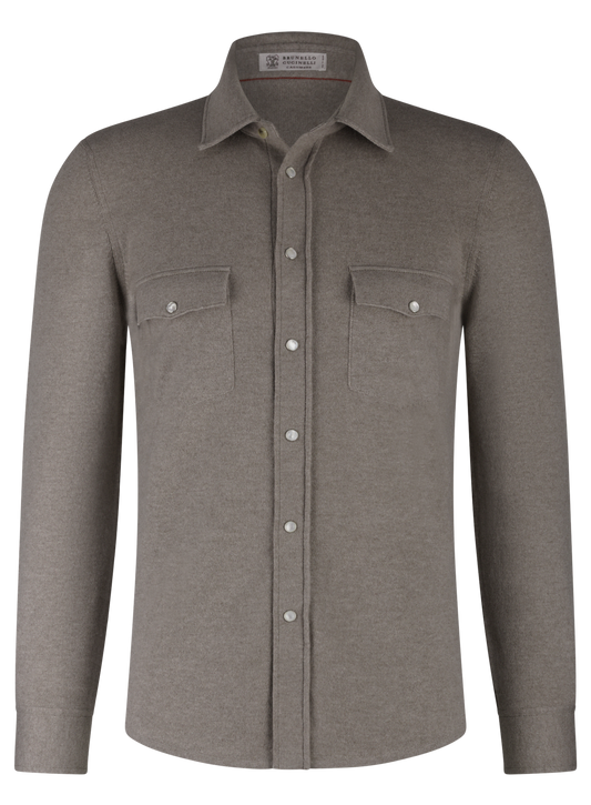 Overshirt van wol, cashmere en zijde | TAUPE