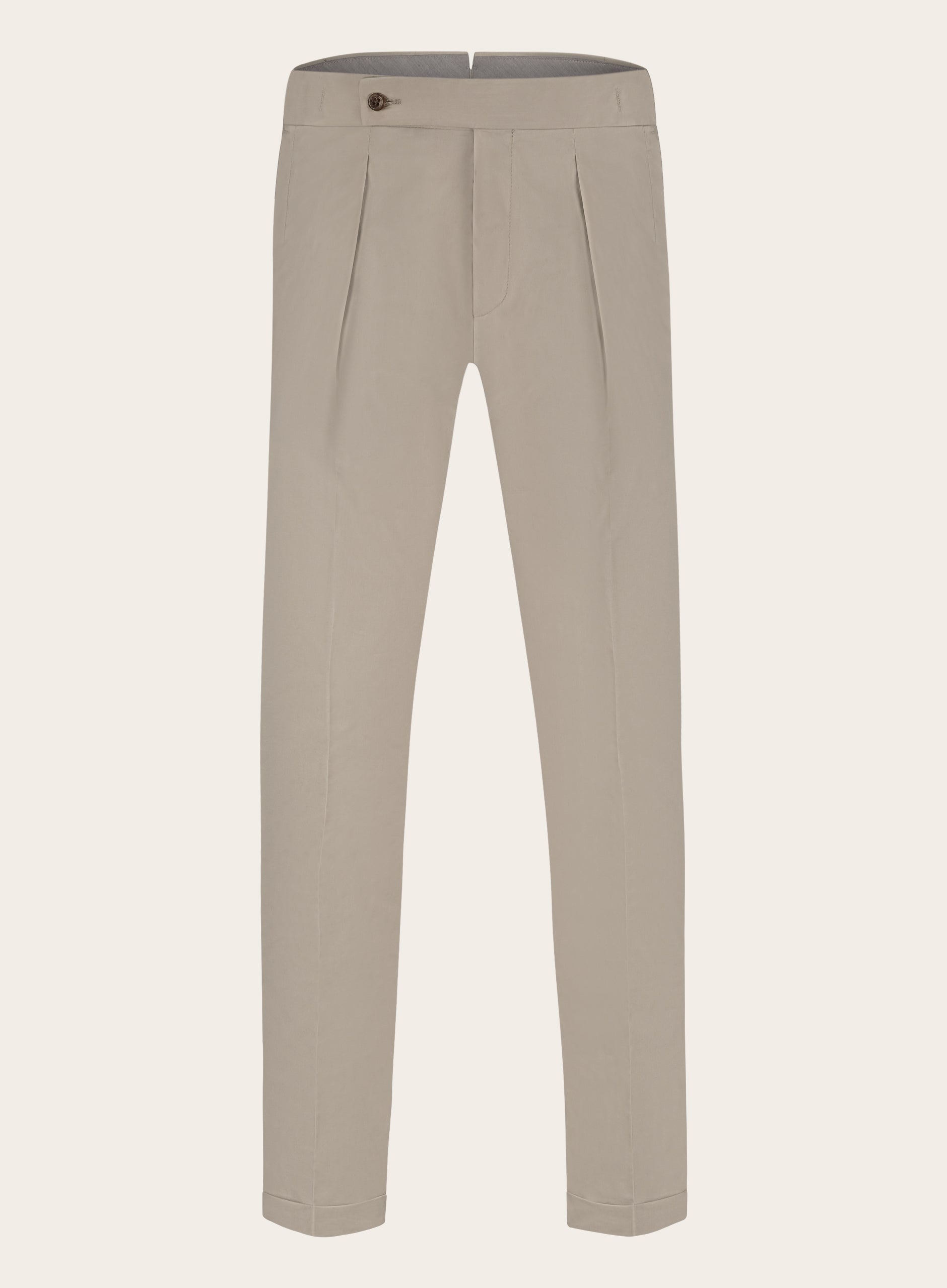 Stretch bandplooi pantalon van katoen | TAUPE BEIGE