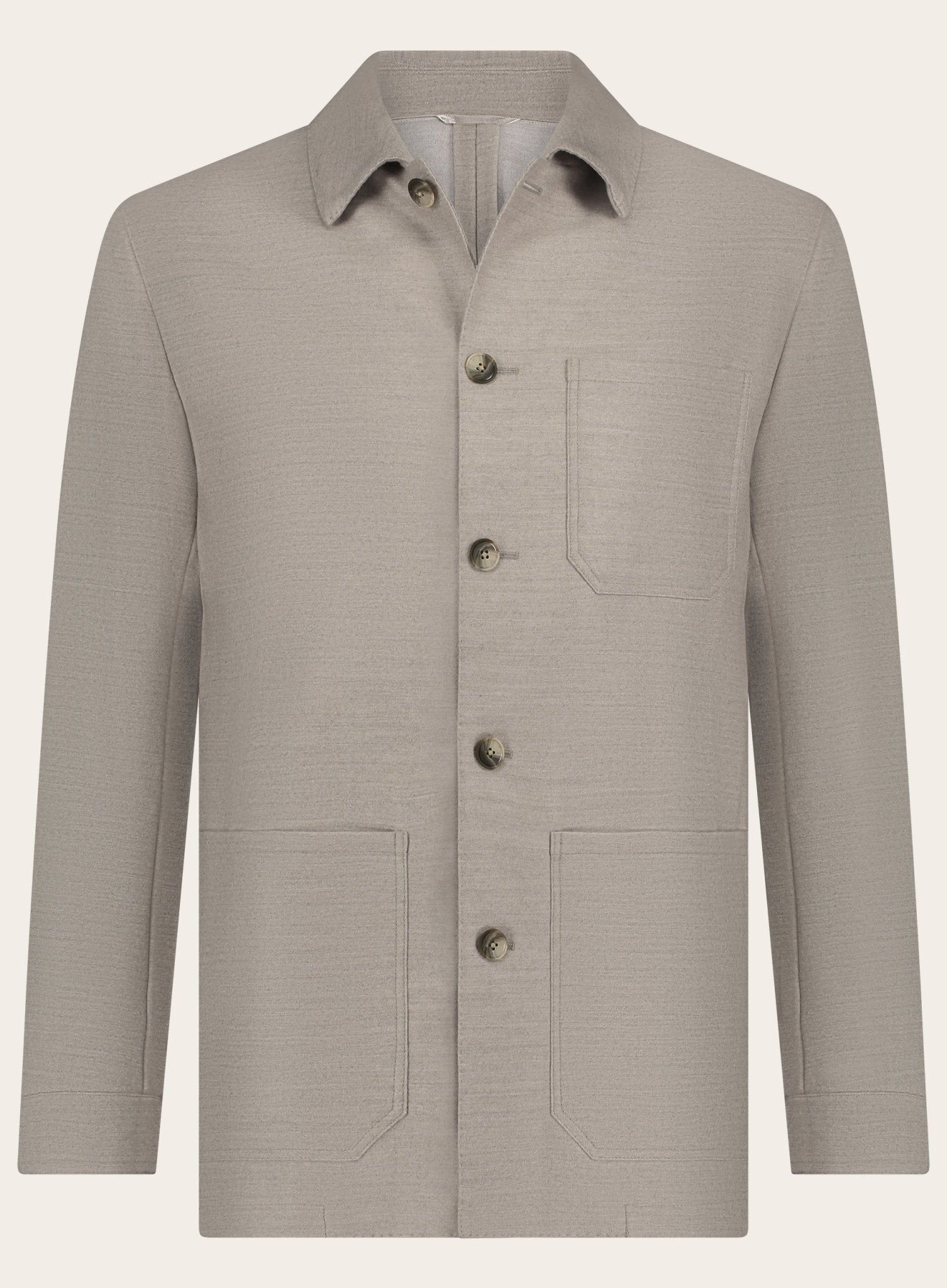 Shirt jacket van wol | Beige