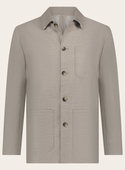 Shirt jacket van wol | Beige