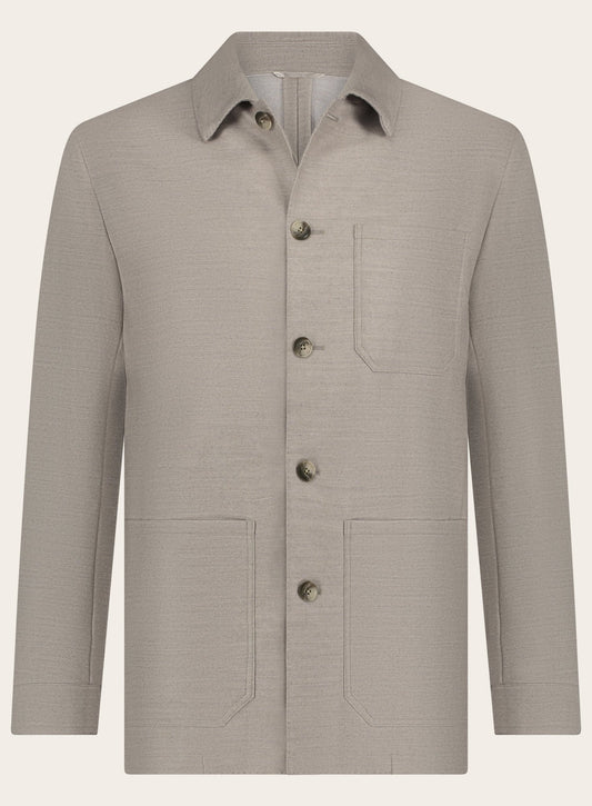 Shirt jacket van wol | Beige