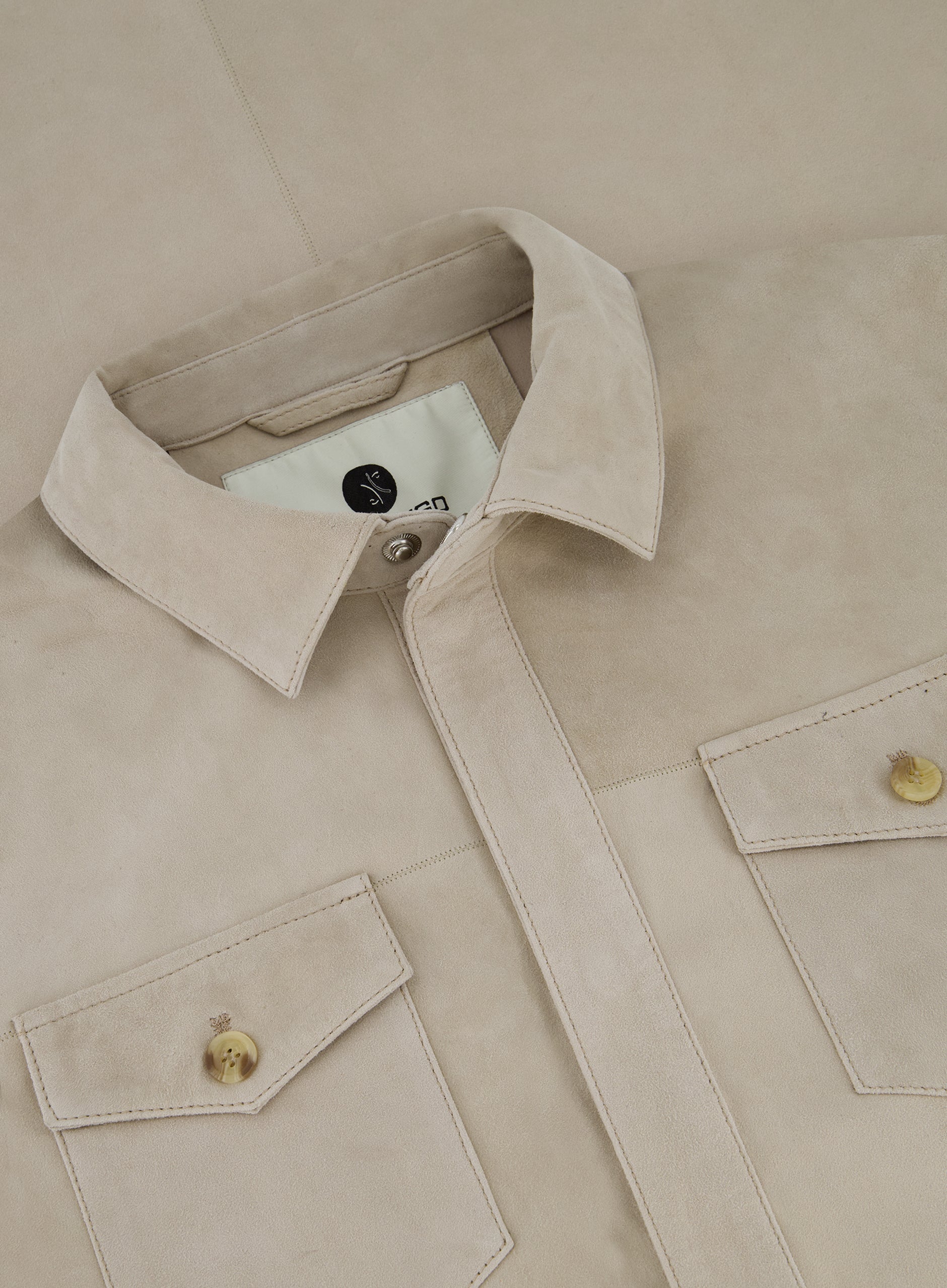 Rocco overshirt van suède | Beige