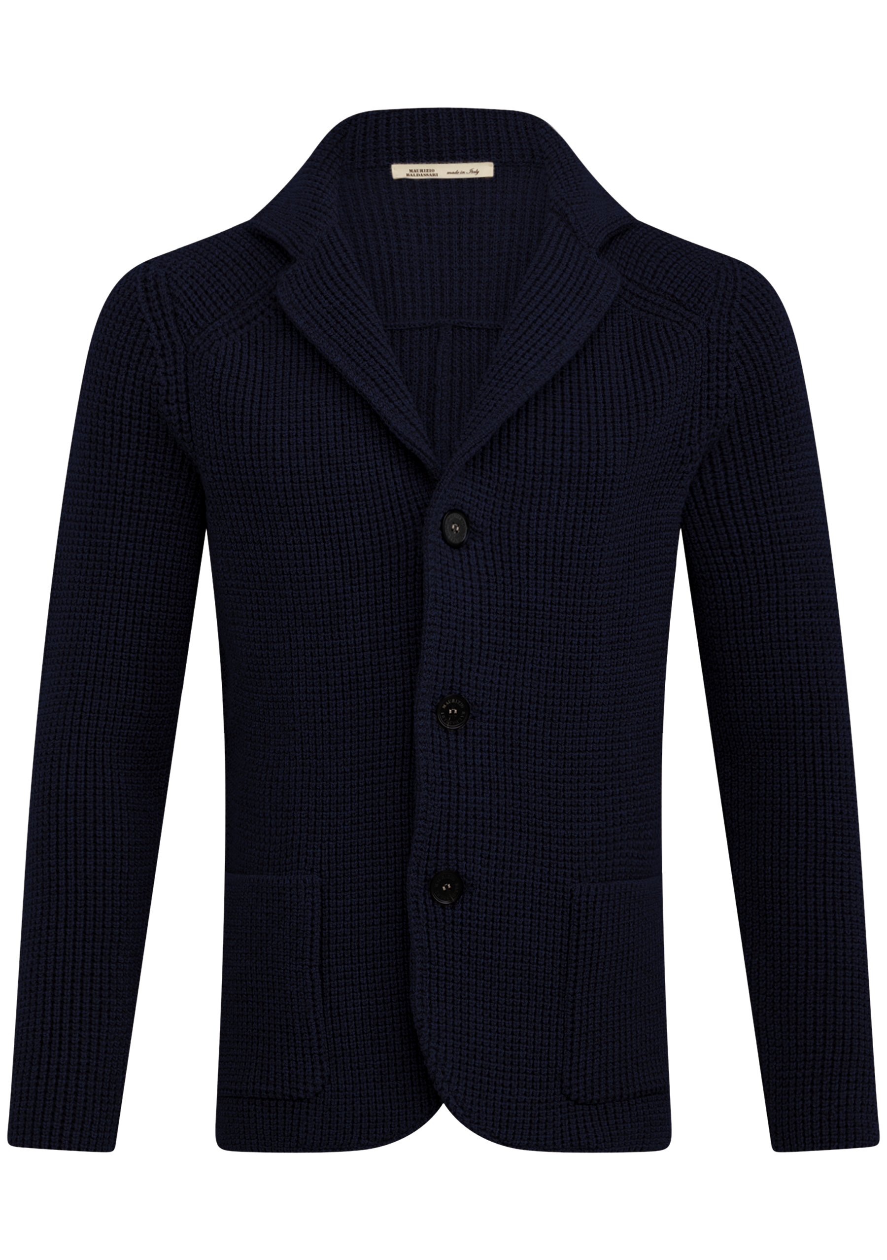 Knitted cardigan van scheerwol | BLUE NAVY