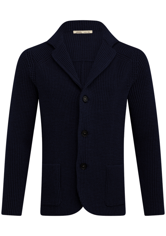 Knitted cardigan van scheerwol | BLUE NAVY