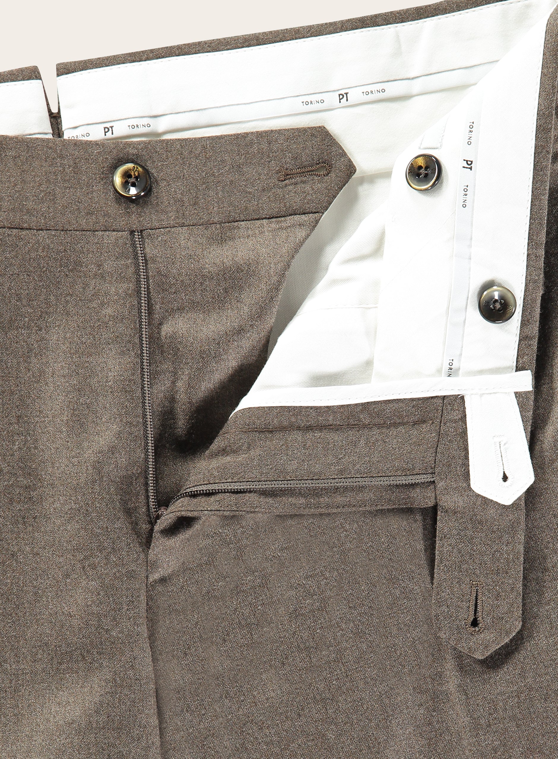 Slim-fit stretch pantalon van wol | Licht Bruin