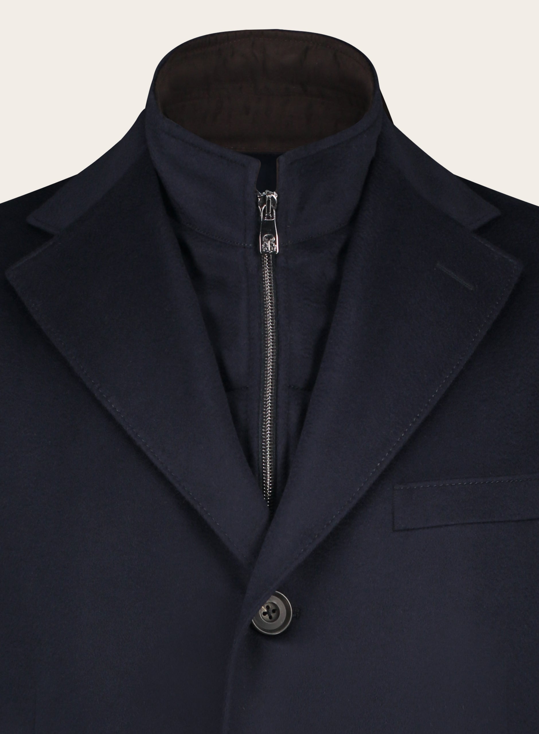 Slim-fit mantel van wol met uitneembaar binnenwerk | BLUE NAVY