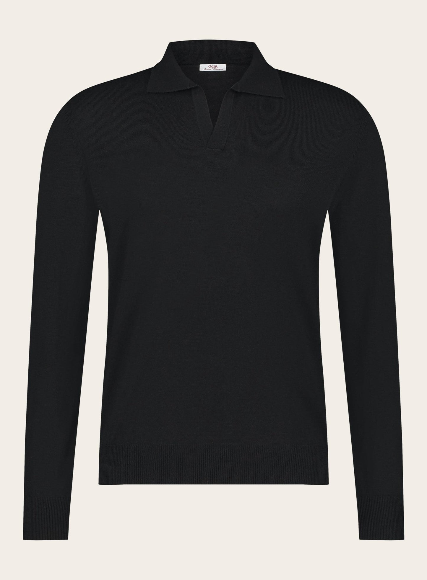 Cashmere lange mouwen polo | Zwart 