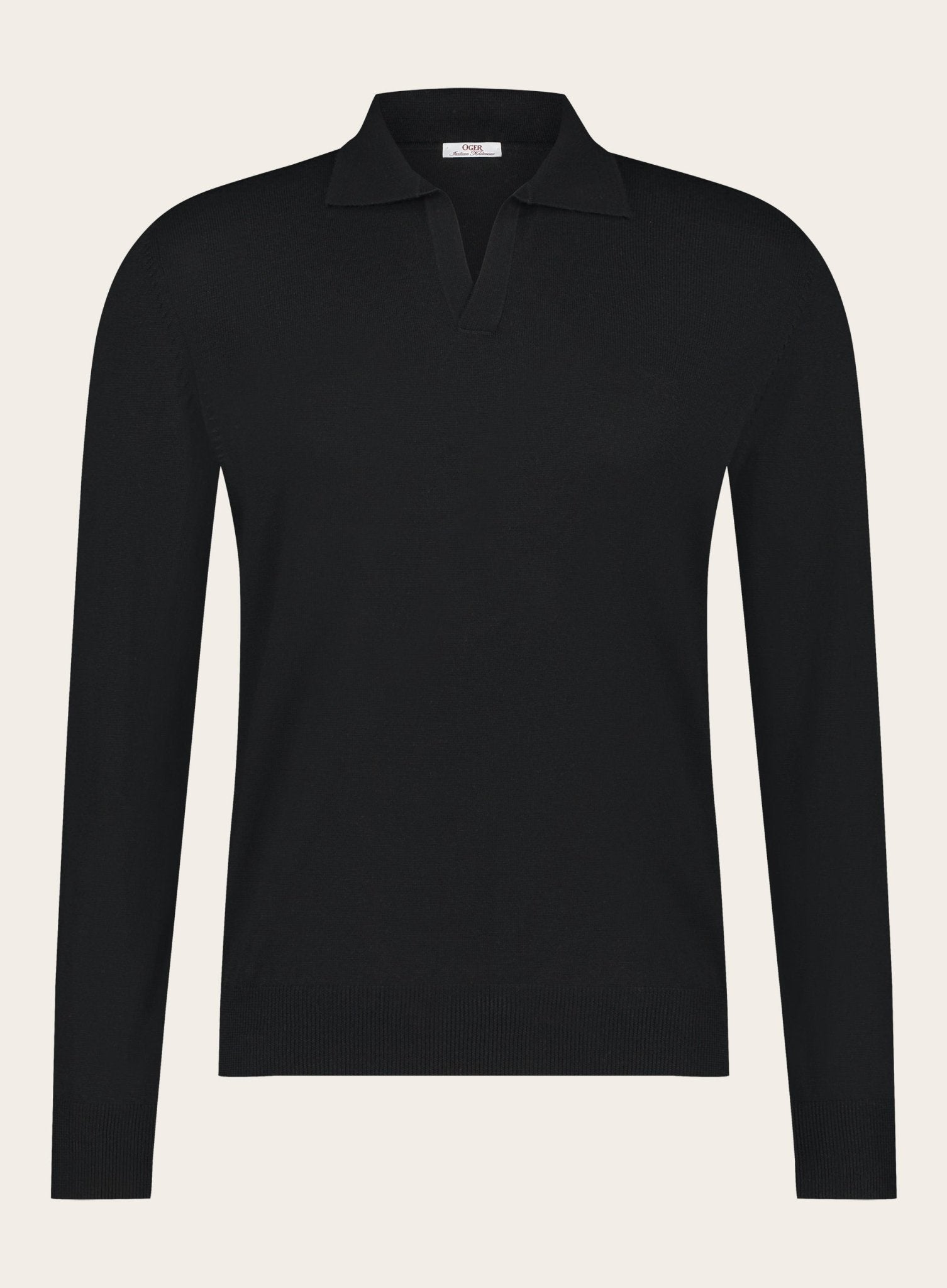 Cashmere lange mouwen polo | Zwart 