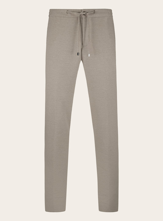 Jog pantalon van wol en katoen | Beige