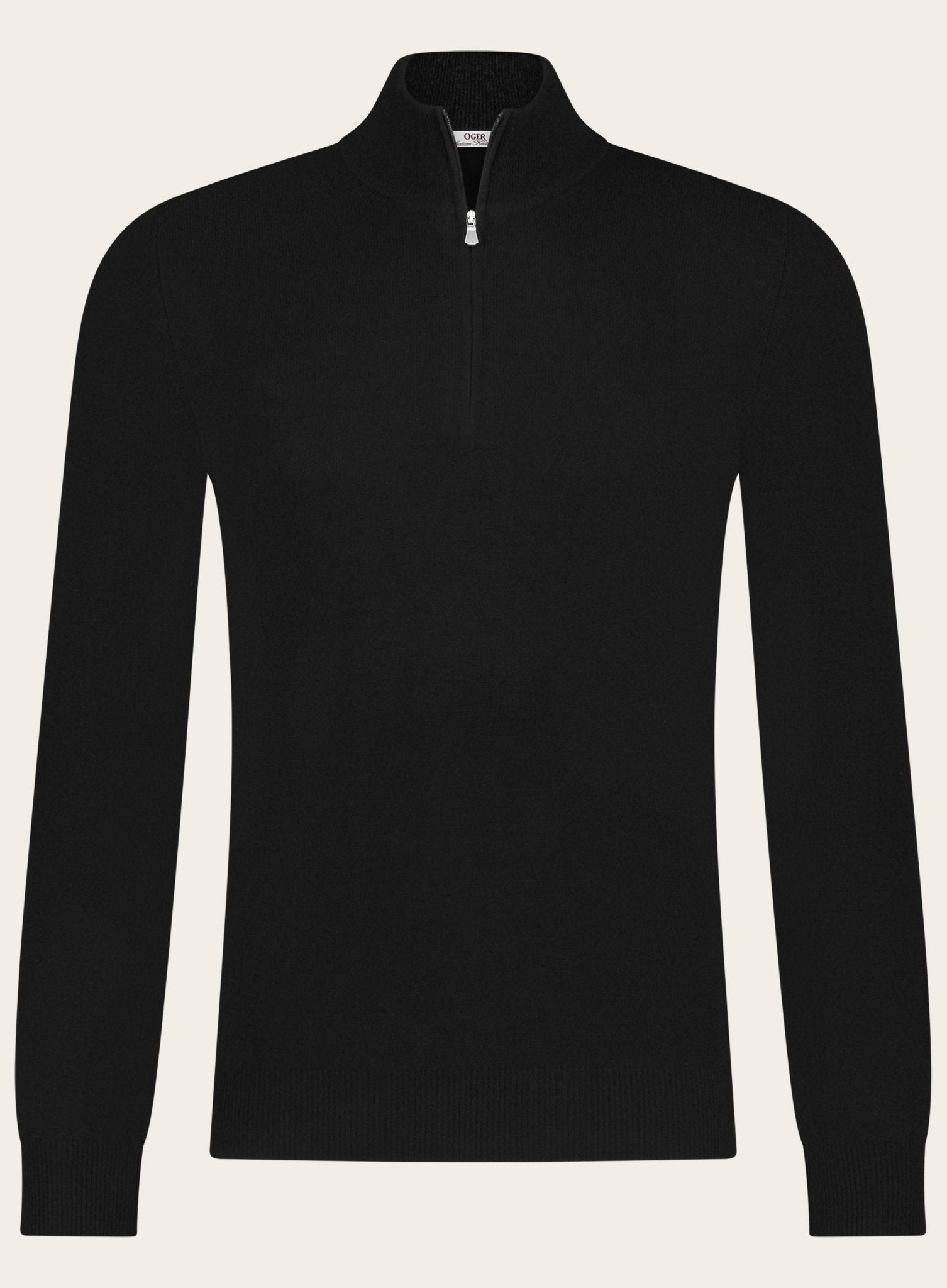 Half-zip van wol en cashmere | Zwart