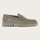 Rock penny loafers van kalfssuède | TAUPE