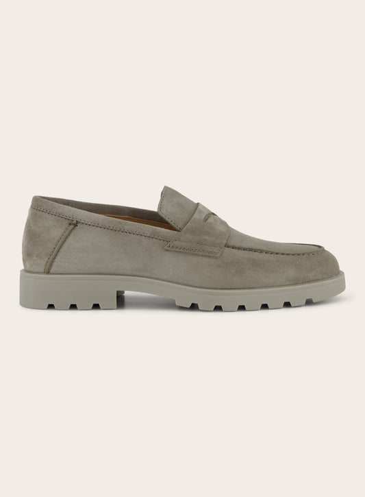 Rock penny loafers van kalfssuède | TAUPE