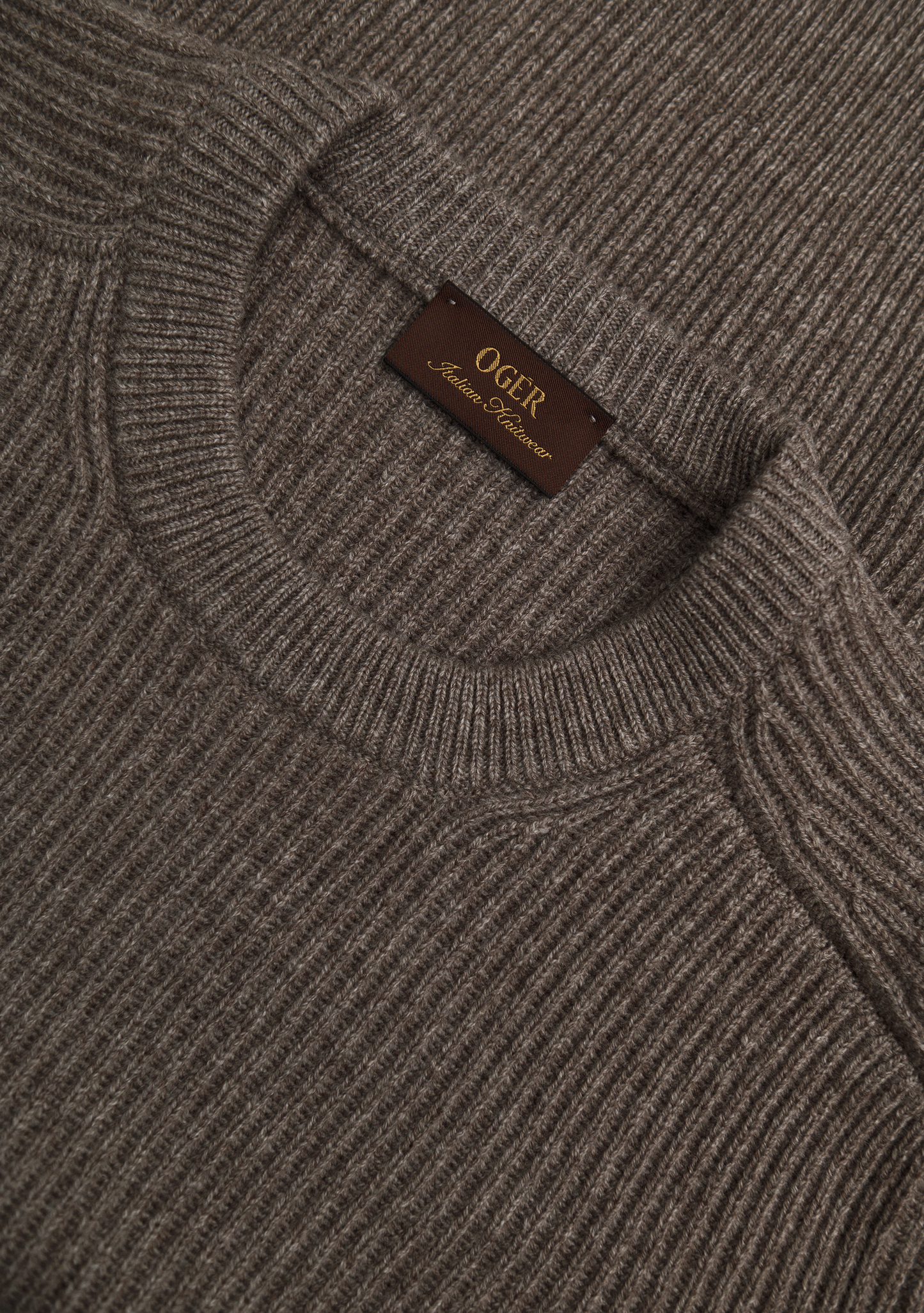 Corduroy crewneck van wol en cashmere | FULL_WIDTH | TAUPE
