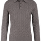 Kabelgebreide polo van wol en cashmere | TAUPE