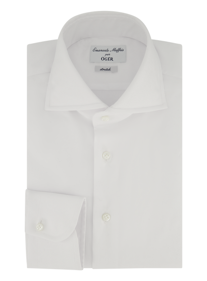 Stretch shirt van katoen | Wit